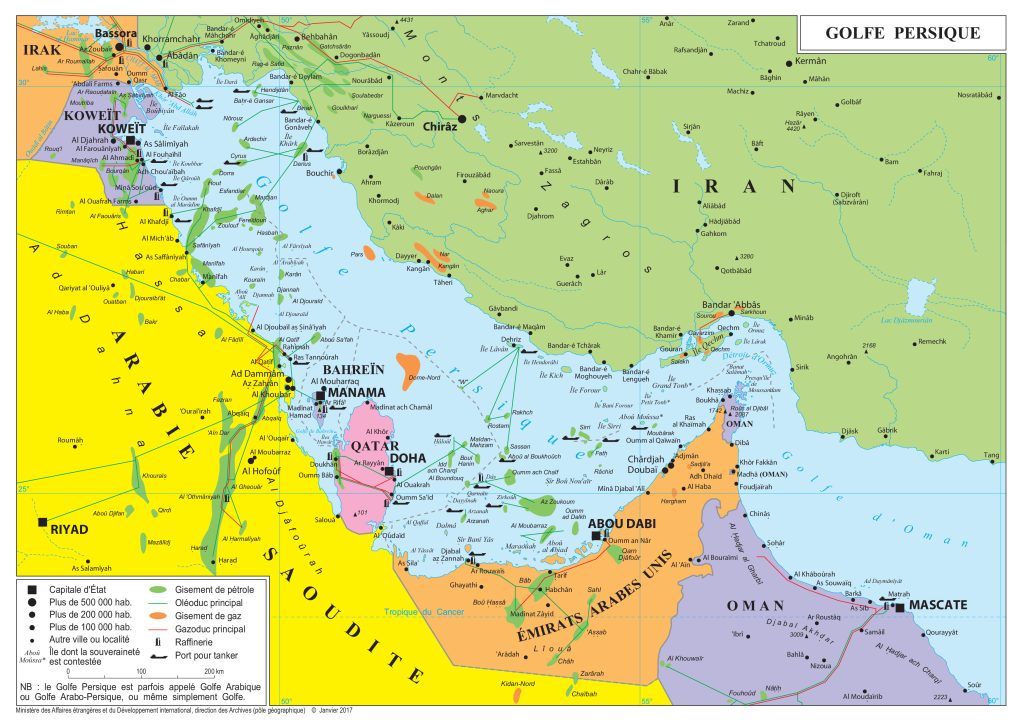 Mapa del golfo Pérsico.