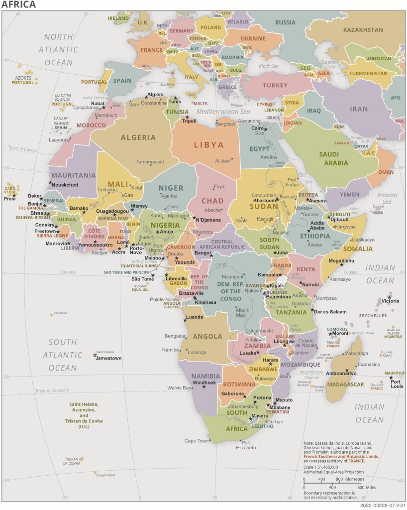 Mapa de los países de África.