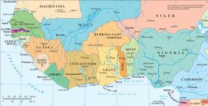 África occidental en torno al golfo de Guinea. 