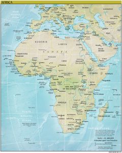 Mapa de relieve sombreado de África.