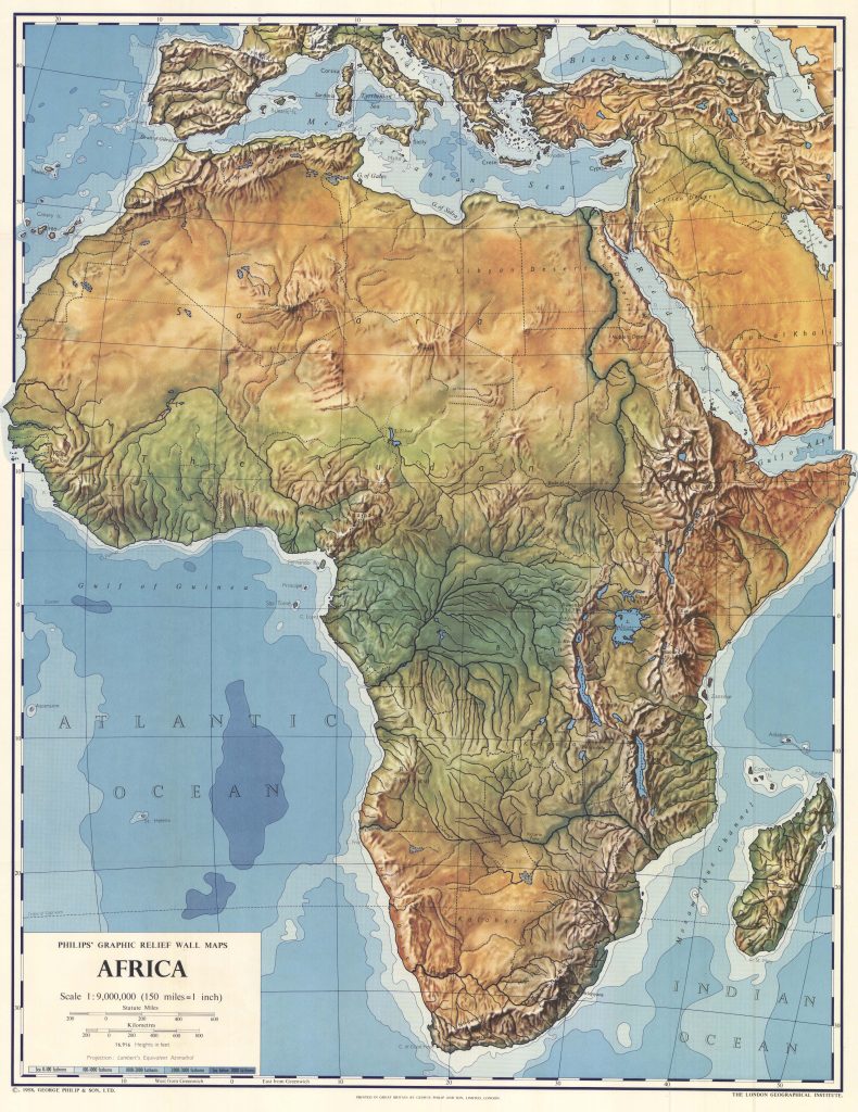 Mapa físico de África.