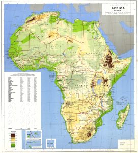 Mapa topográfico de África.