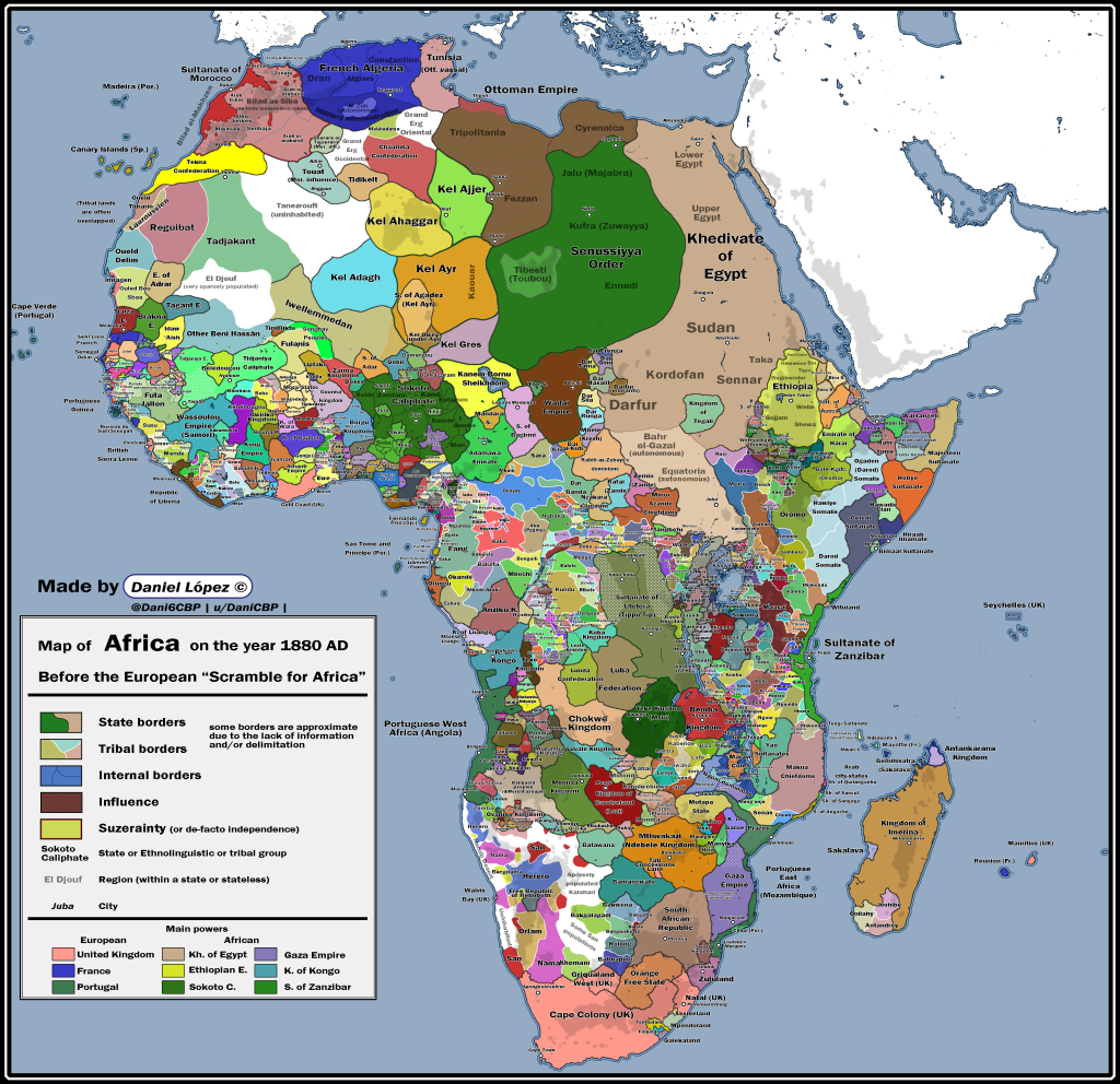 Mapa de África en 1880.
