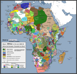 Mapas antes y después de la partición de África de 1885