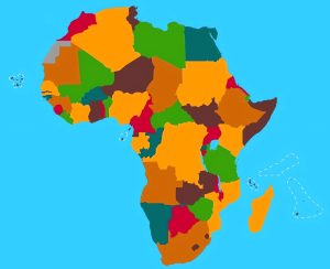 Mapa político en blanco de África.