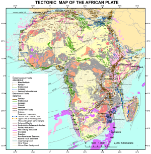 Mapa tectónico de la placa africana