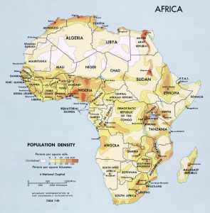 Densidad de población de África en 1969.