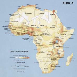Densidad de población de África en 1979.