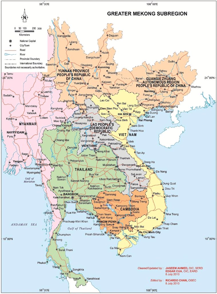 Mapa de la subregión del Gran Mekong.