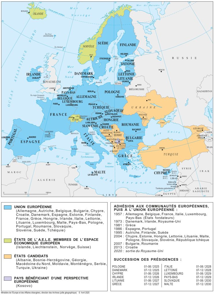 Mapa de la Unión Europea (UE).