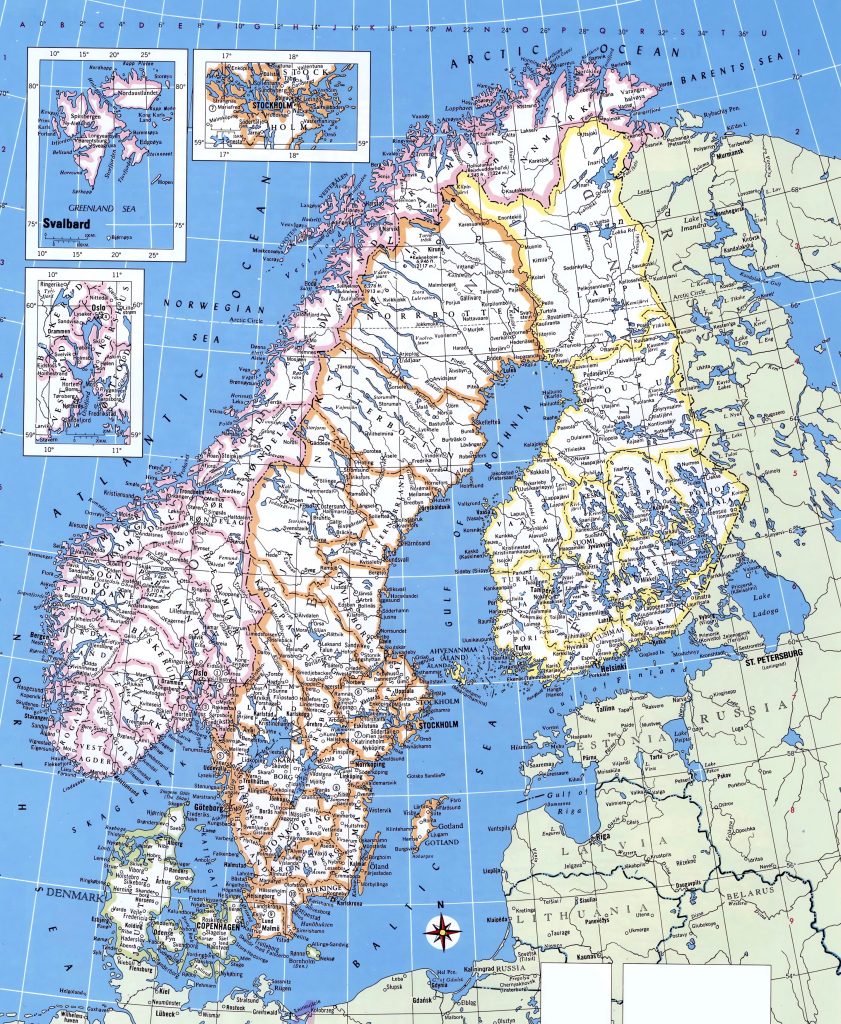 Mapa de Escandinavia.