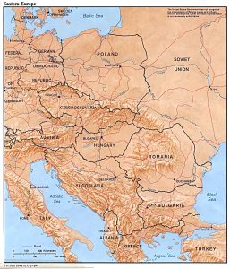 Mapa físico de Europa Central y Oriental de 1984.