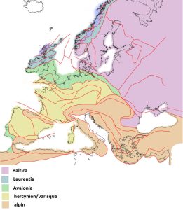 Principales provincias tectónicas de Europa.