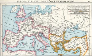 Europa en la época de las invasiones bárbaras de los siglos IV y V.