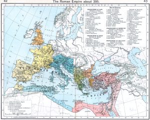 Imperio Romano de Occidente y Oriente 395.