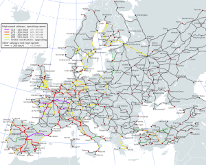 Red ferroviaria de alta velocidad en Europa