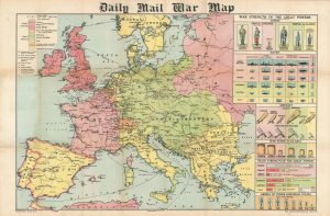 Mapa de Europa al estallar la Primera Guerra Mundial.