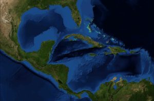 Imagen satelital en mosaico del Mar Caribe.