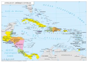 Mapa de la región del Caribe.