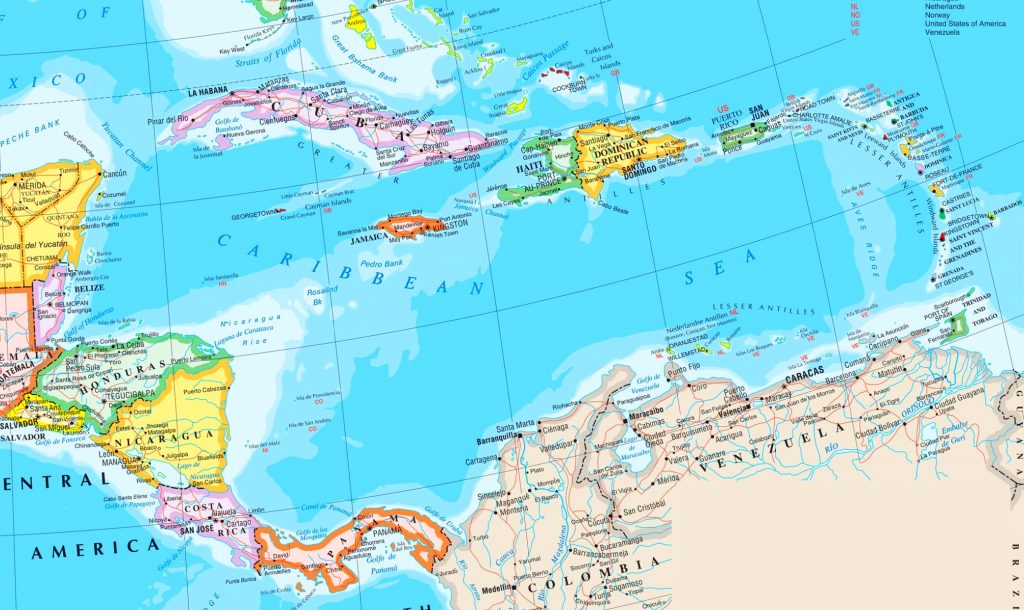 Mapa del Caribe.
