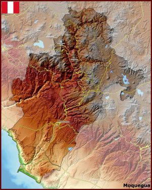 Mapa f&iacute;sico del departamento de Moquegua