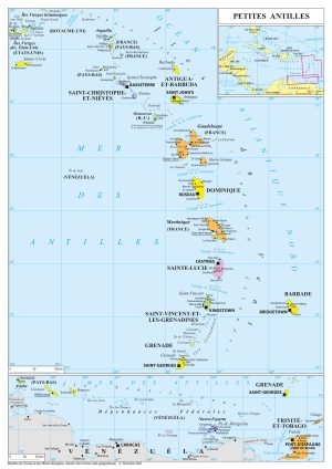 Mapa de las Antillas Menores