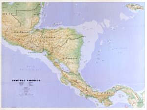 Mapa físico de América Central