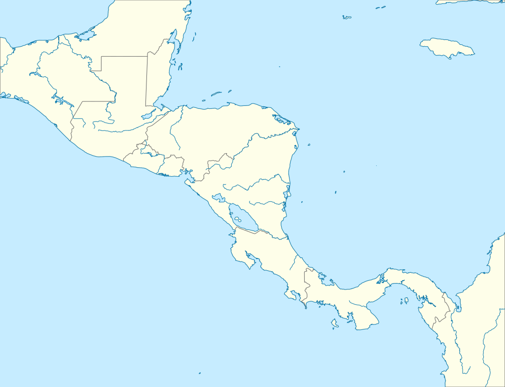 Mapa mudo de América Central.