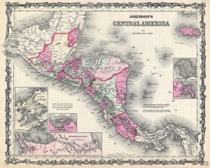 Mapa de Centroamérica de Johnson de 1862
