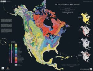 Mapa del lecho rocoso de América del Norte