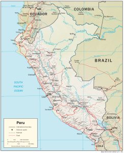 Mapa de relieve sombreado de Per&uacute;.