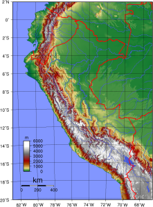 Mapa topogr&aacute;fico del Per&uacute;.
