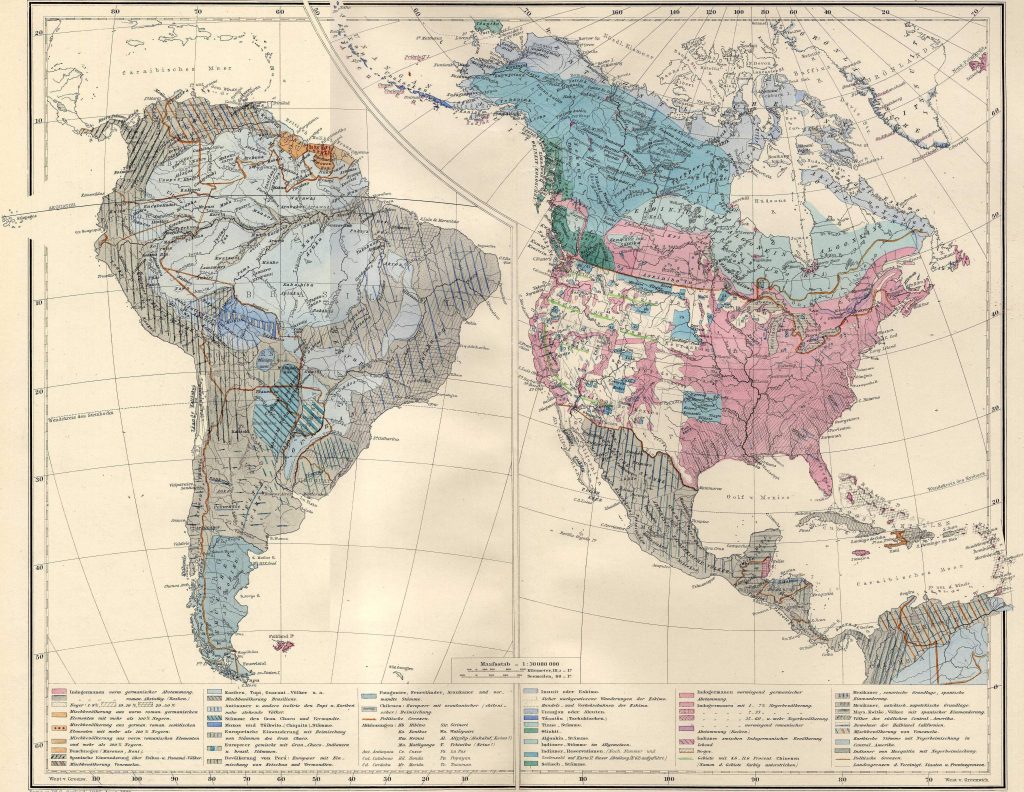Mapa étnico de América (alrededor de 1880).
