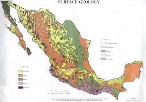 Mapa de geología superficial de México.