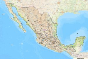 Mapa en relieve de México.