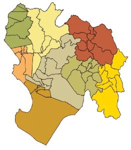 Mapa mudo coloreado del departamento de Piura.