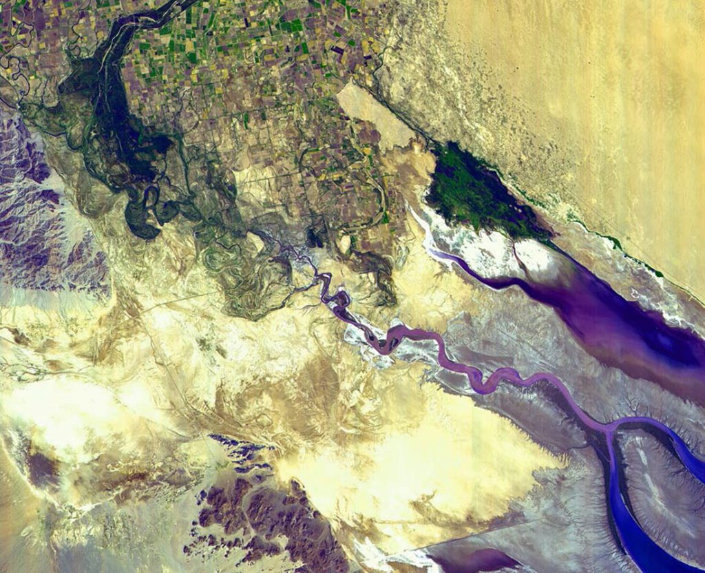 Imagen satelital del delta del río Colorado en México.