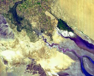 Imagen satelital del delta del río Colorado en México