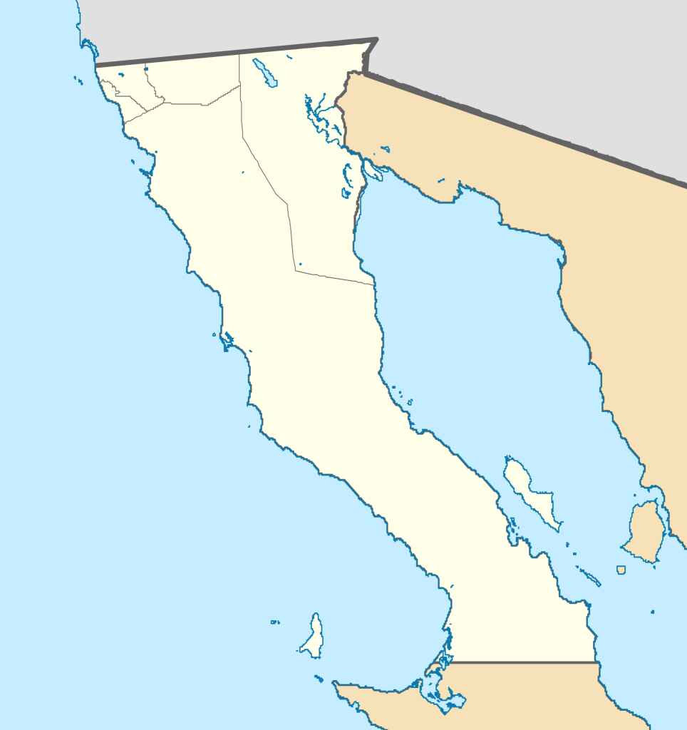 Mapa mudo del estado de Baja California.