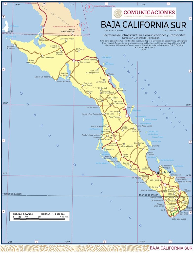 Mapa de Baja California Sur.