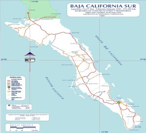 Mapa de carreteras de Baja California Sur de 1999.