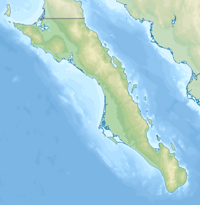 Mapa físico en blanco del estado de Baja California Sur.