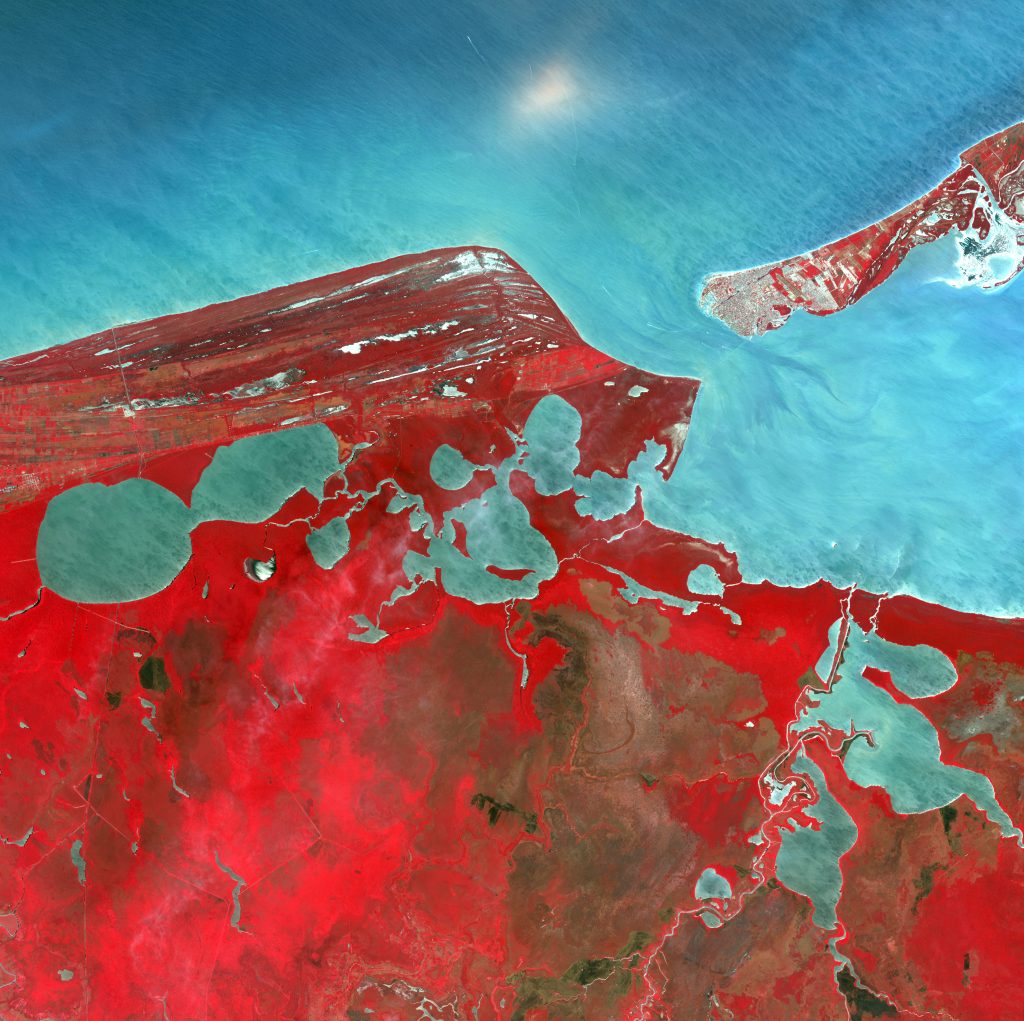 Costa del estado de Campeche en la Península de Yucatán.