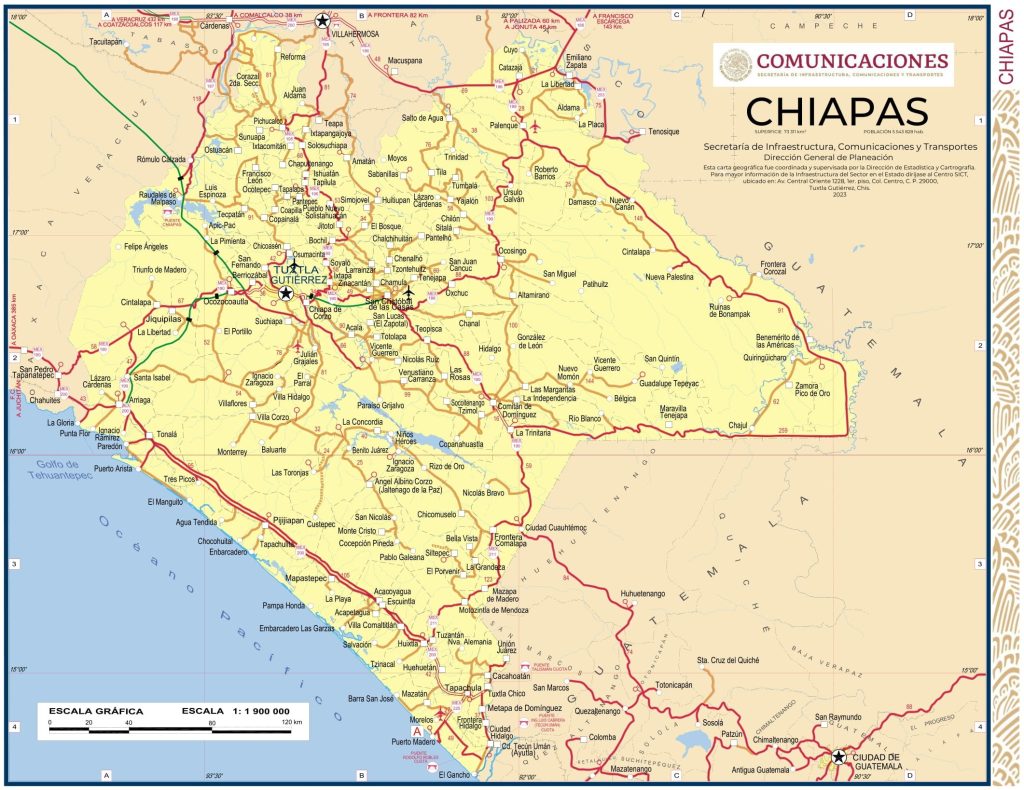 Mapa de Chiapas.