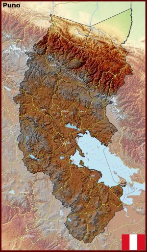 Mapa f&iacute;sico del departamento de Puno