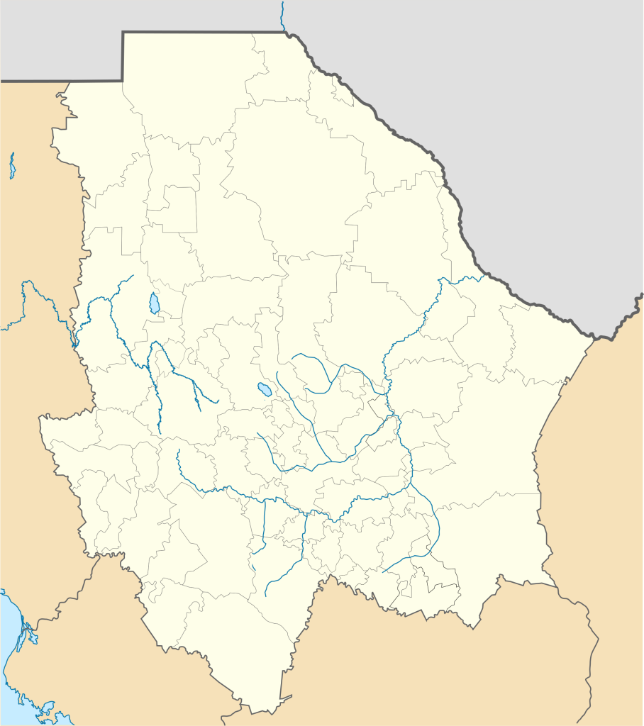 Mapa mudo del estado de Chihuahua.