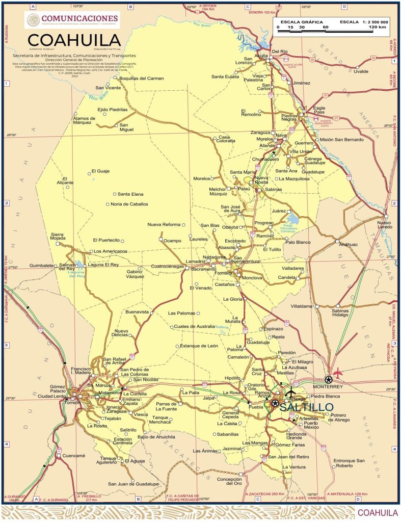 Mapa de Coahuila.