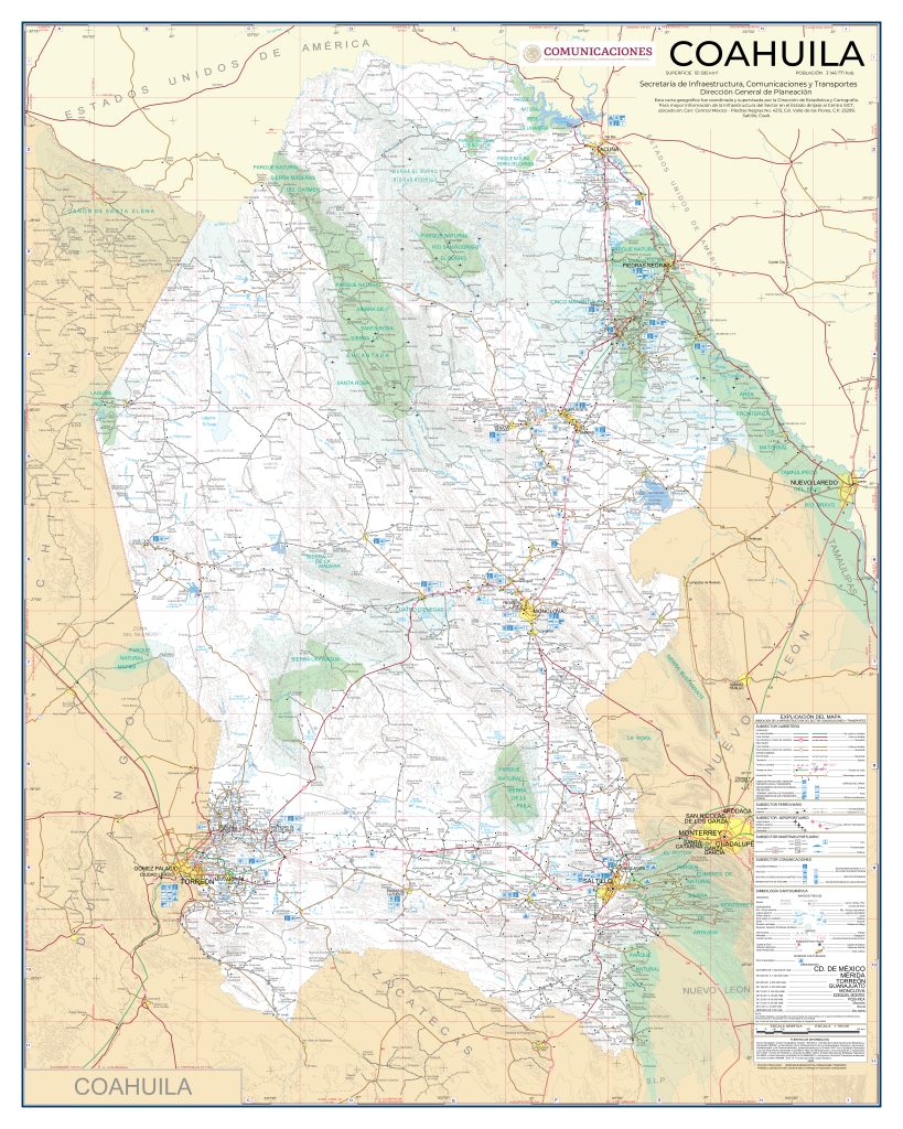 Mapa de carreteras de Coahuila.