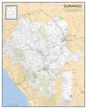 Mapa de carreteras del estado de Durango