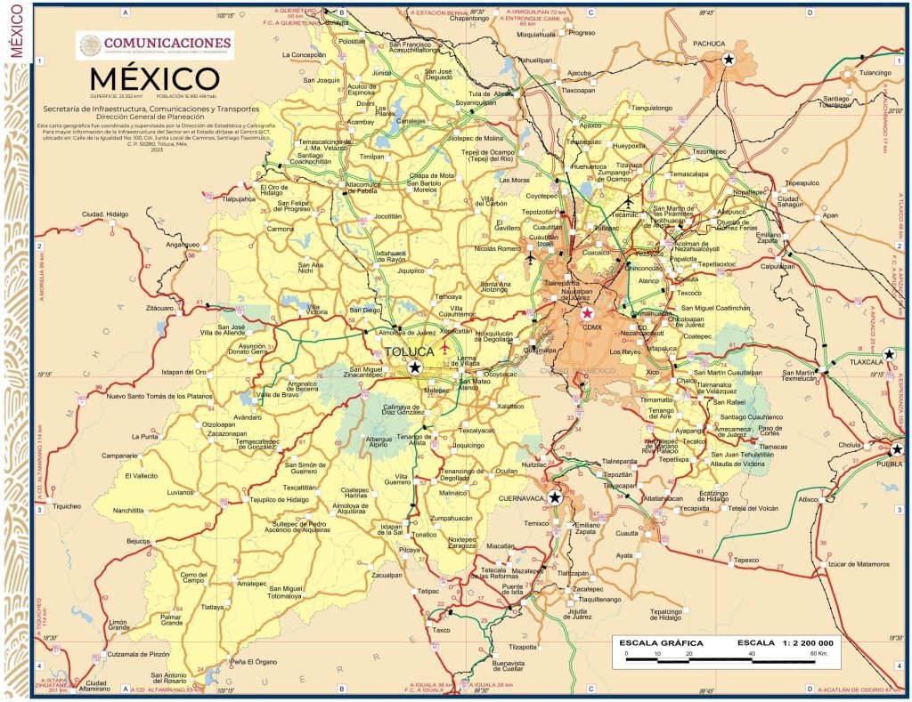 Mapa del estado de México.